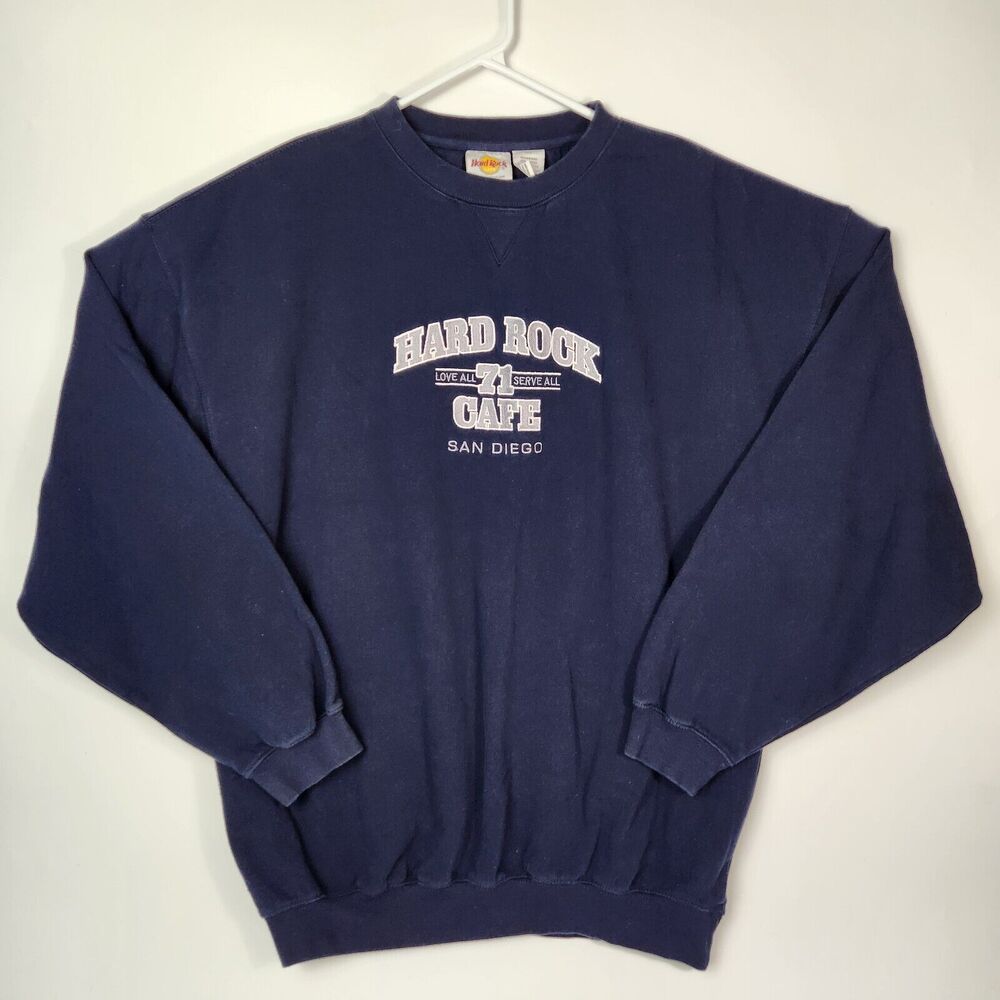 Vtg 90s Hard Rock Cafe‎ Sweater Sz XL San Diego CA Embroidered Streetwear Retro